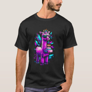 Pixel Party Llama Birthday Animal Humour T-Shirt