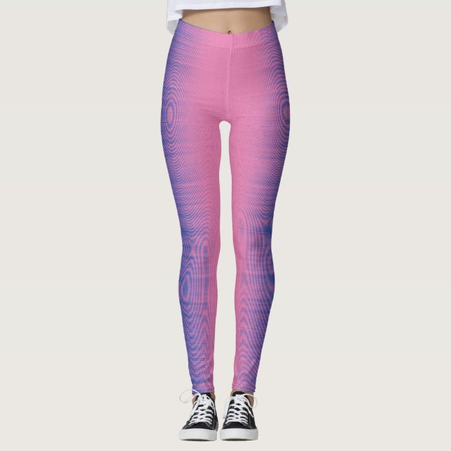 Pixel pattern 01.B.bw.Pink BG Leggings (Front)