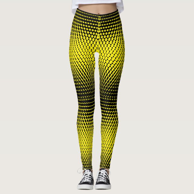 Pixel Pattern 09.B.w. BYellow BG Leggings (Front)