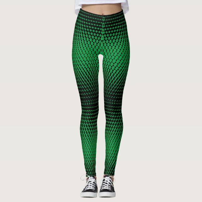 Pixel Pattern 09.B.w. Green BG Leggings (Front)