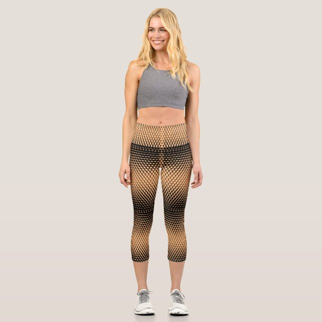 Pixel Pattern 09.B.w. Orange BG Capri Leggings (Front)