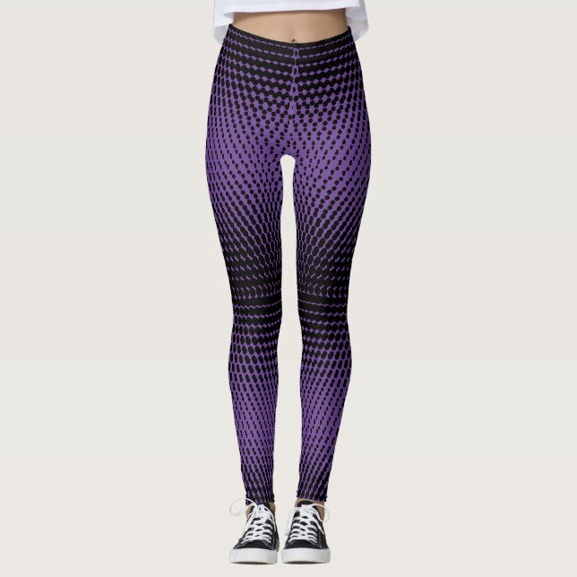 Pixel Pattern 09.B.w. Purple BG Leggings (Front)