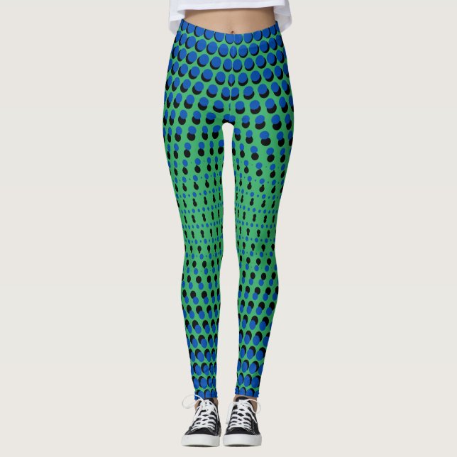 Pixel Pattern 09.BBLK.w Green BG Leggings (Front)