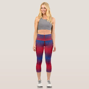 Pixel Pattern 09.BBLK.w Red BG Capri Leggings