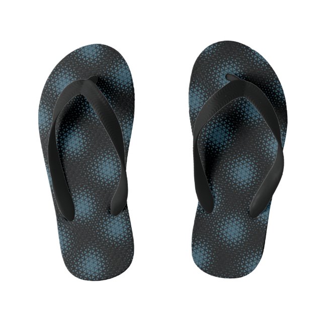 Pixel Pattern 10.B.bw Black BG Kid's Flip Flops (Footbed)