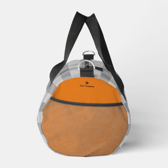 Pixel Pattern Grey, Orange Accents Promotional Duffle Bag (Right)