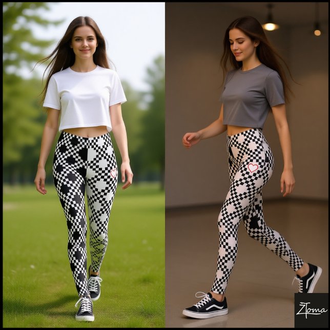 Pixel Pattern Half black and half white Leggings (Creator Uploaded)