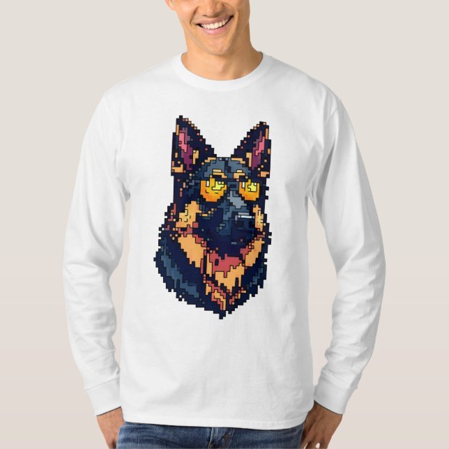 Pixel Paws and Shepherd Play T-Shirt (Front)