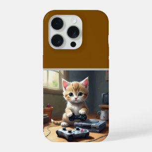 "Pixel Paws: The Gamer Kitten in Action" iPhone 15 Pro Case