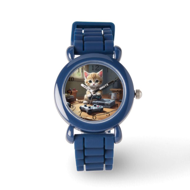 "Pixel Paws: The Gamer Kitten in Action" Watch (Front)