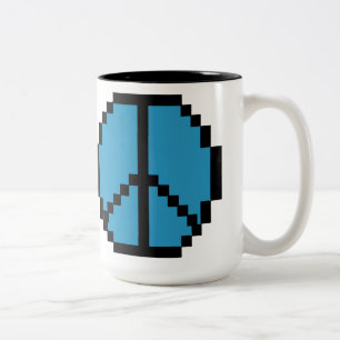 Pixel Peace Black and Blue Two-Tone Coffee Mug