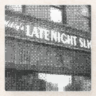 pixel pizza place glass coaster