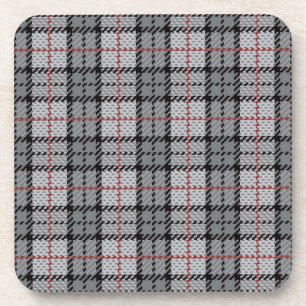 Pixel Plaid in Grey with Red Stripe Coaster
