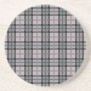 Pixel Plaid in Grey with Red Stripe Coaster