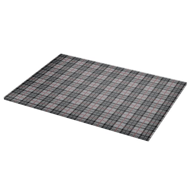 Pixel Plaid in Grey with Red Stripe Cutting Board (Corner)