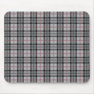 Pixel Plaid in Grey with Red Stripe Mouse Mat