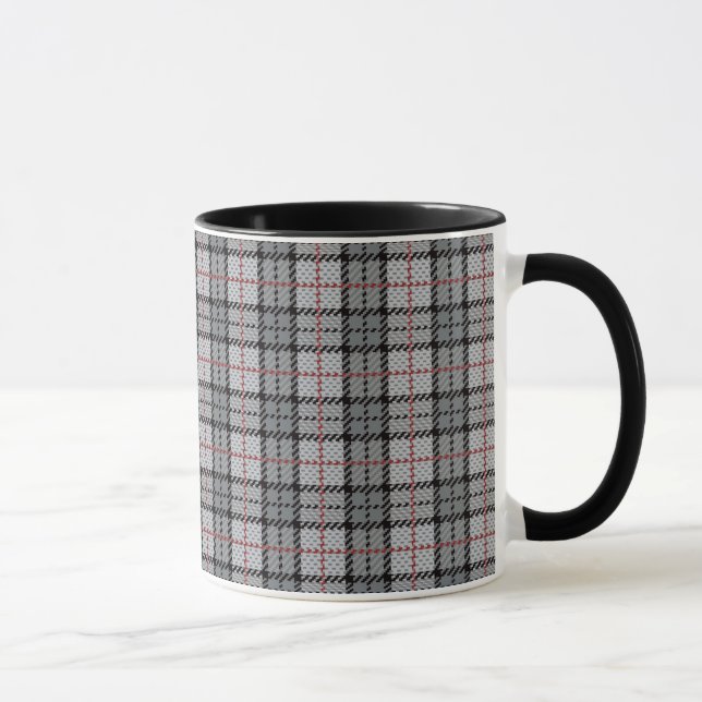 Pixel Plaid in Grey with Red Stripe Mug (Right)