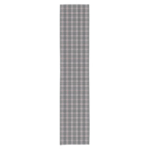 Pixel Plaid in Grey with Red Stripe Short Table Runner