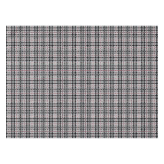 Pixel Plaid in Grey with Red Stripe Tablecloth (Front (Horizontal))