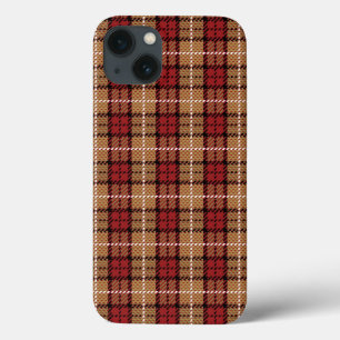 Pixel Plaid in Red and Gold iPhone 13 Case