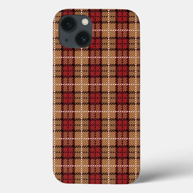Pixel Plaid in Red and Gold Case-Mate iPhone Case (Back)