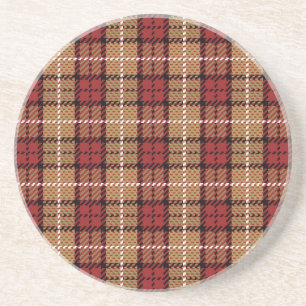 Pixel Plaid in Red and Gold Coaster