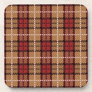 Pixel Plaid in Red and Gold Coaster