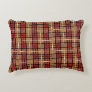 Pixel Plaid in Red and Gold Decorative Cushion