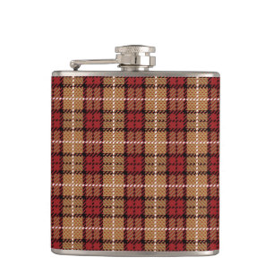 Pixel Plaid in Red and Gold Hip Flask