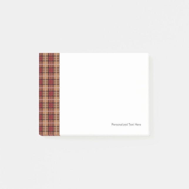 Pixel Plaid in Red and Gold Post-it Notes (Front)