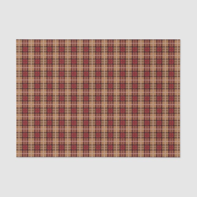 Pixel Plaid in Red and Gold Tissue Paper (Front)