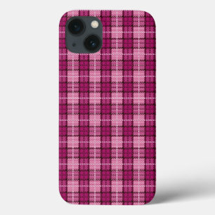 Pixel Plaid_Magenta-Black iPhone 13 Case