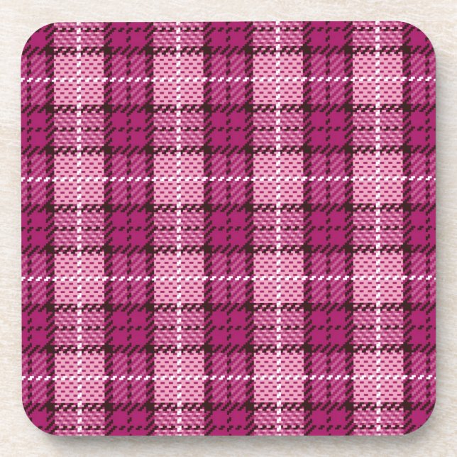 Pixel Plaid_Magenta-Black Coaster (Front)