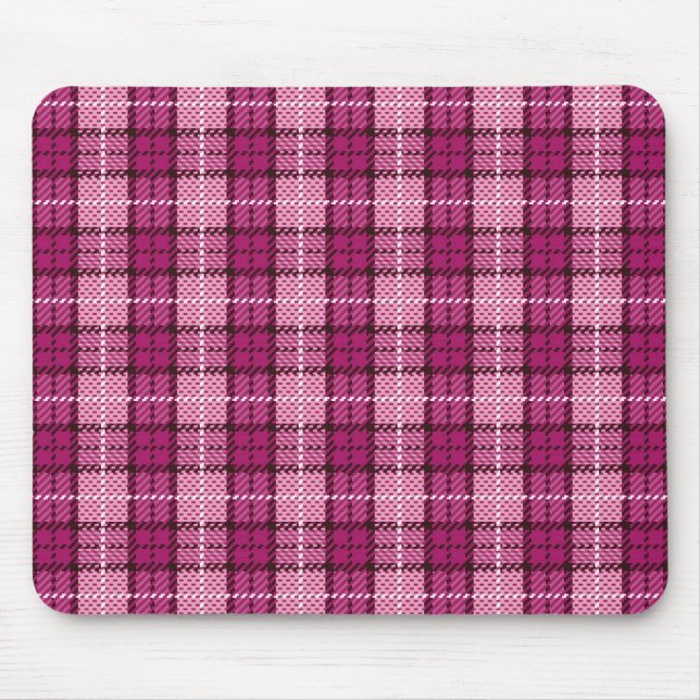 Pixel Plaid_Magenta-Black Mouse Mat (Front)
