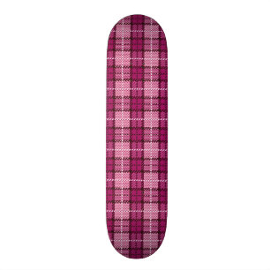 Pixel Plaid_Magenta-Black Skateboard