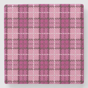 Pixel Plaid_Magenta-Black Stone Coaster