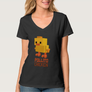Pixel Pollito Chicken Funny Retro Video Game Style T-Shirt