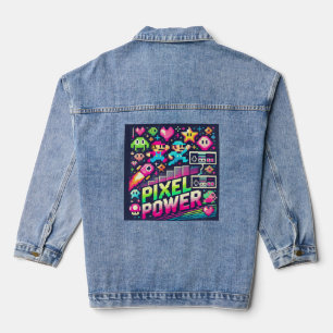 Pixel Power Retro Gaming  – 8-Bit Character Denim Jacket