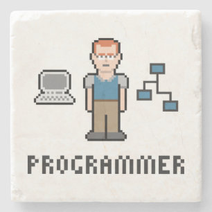 Pixel Programmer Marble Stone Coaster