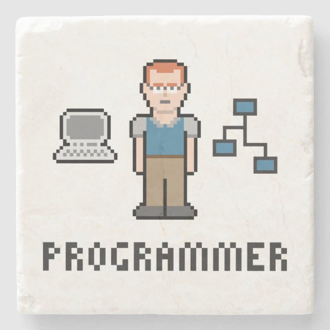 Pixel Programmer Marble Stone Coaster (Front)