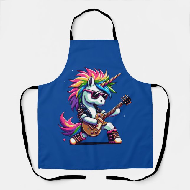 Pixel Punk Rock Unicorn Apron (Front)