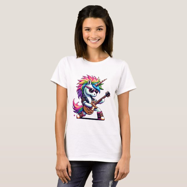 Pixel Punk Rock Unicorn T-Shirt (Front Full)