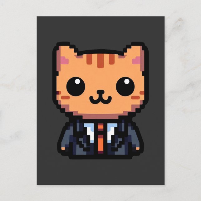 Pixel Purrfection Cat Postcard (Front)