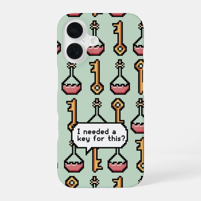 Pixel Quest – Key & Potion iPhone 16 Case (Back)