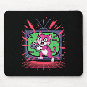 Pixel Rage Cat Retro Gamer Glitch In 8-bit Style 2 Mouse Mat