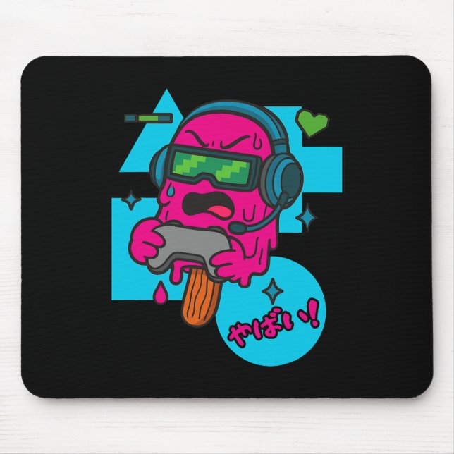 Pixel Rage Gamer Popsicle Funny Melting Ice Cream  Mouse Mat (Front)