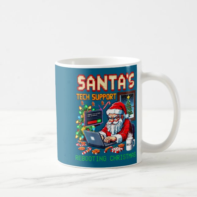 Pixel Rebooting Support Tech Santa's Coffee Mug (Right)