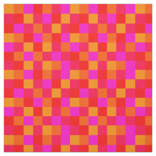 Pixel Red Orange Pink Color Pattern Fabric