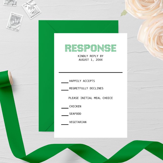 Pixel 'Response' Wedding RSVP Card (Creator Uploaded)