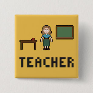 Pixel School Teacher Button